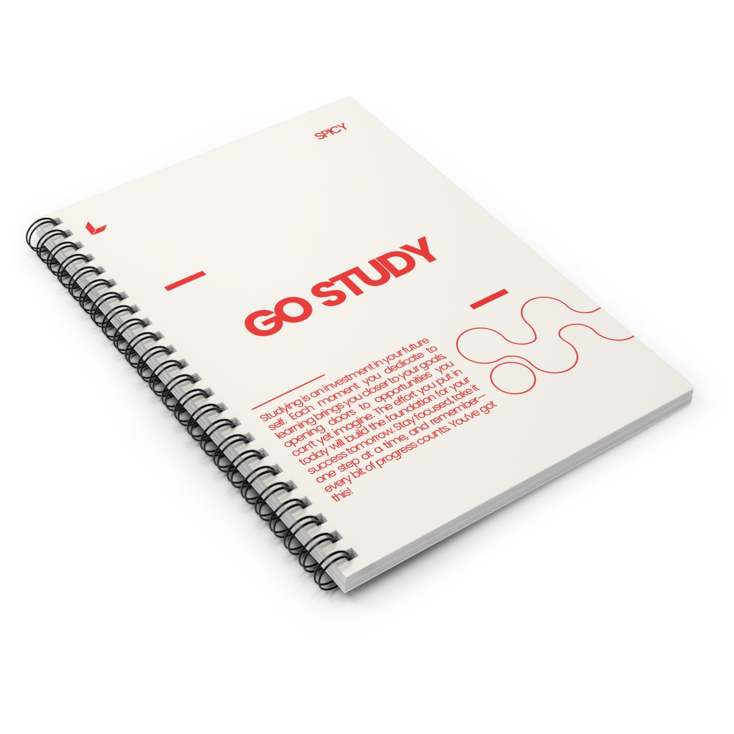 Motivational Spiral Notebook - 'Go Study' Daily Planner