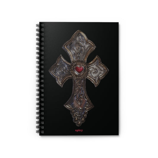 Gothic Heart Cross Spiral Notebook - Ruled Lined Journal for Creative Souls