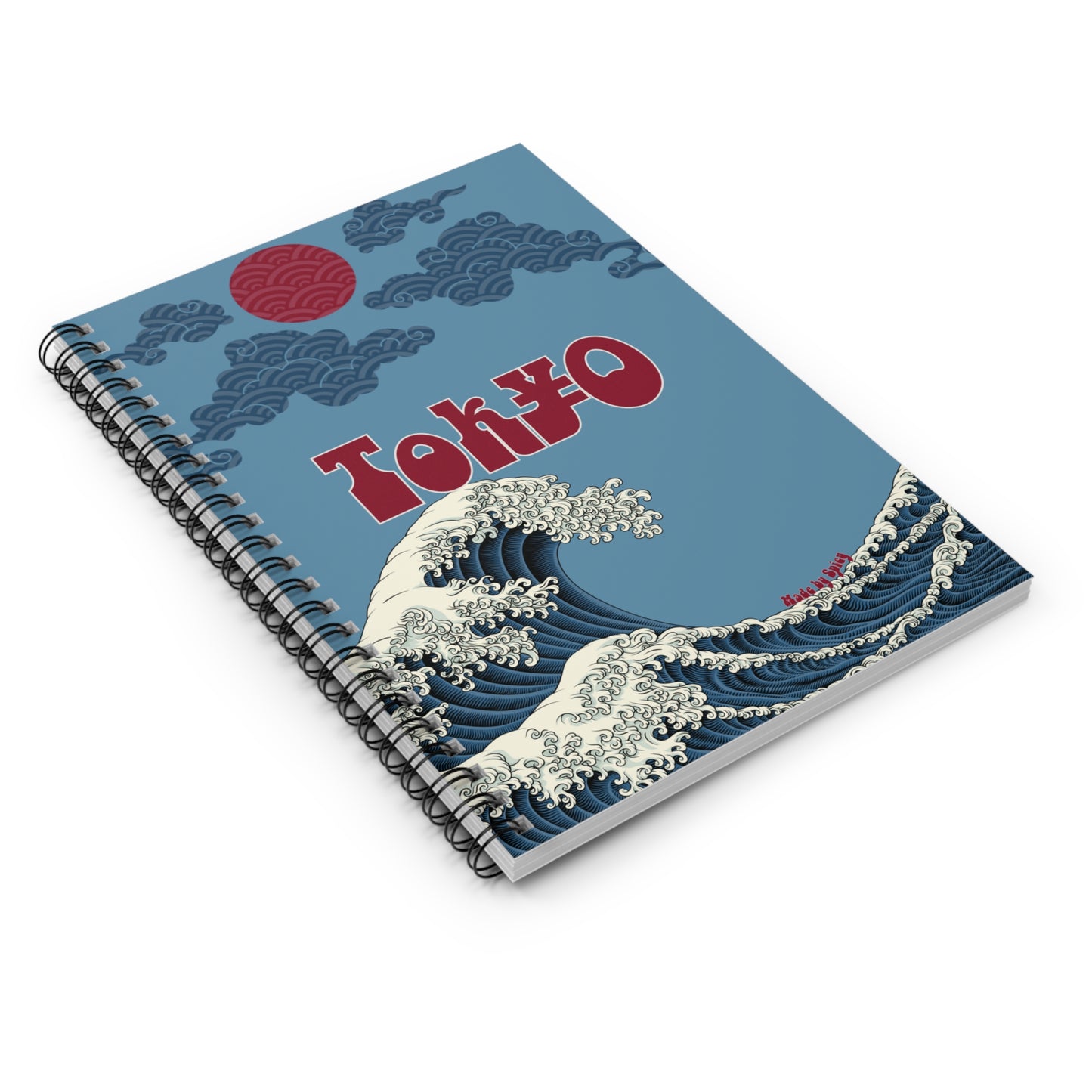 Tokyo Wave Spiral Notebook - Artistic Ruled Journal for Creativity