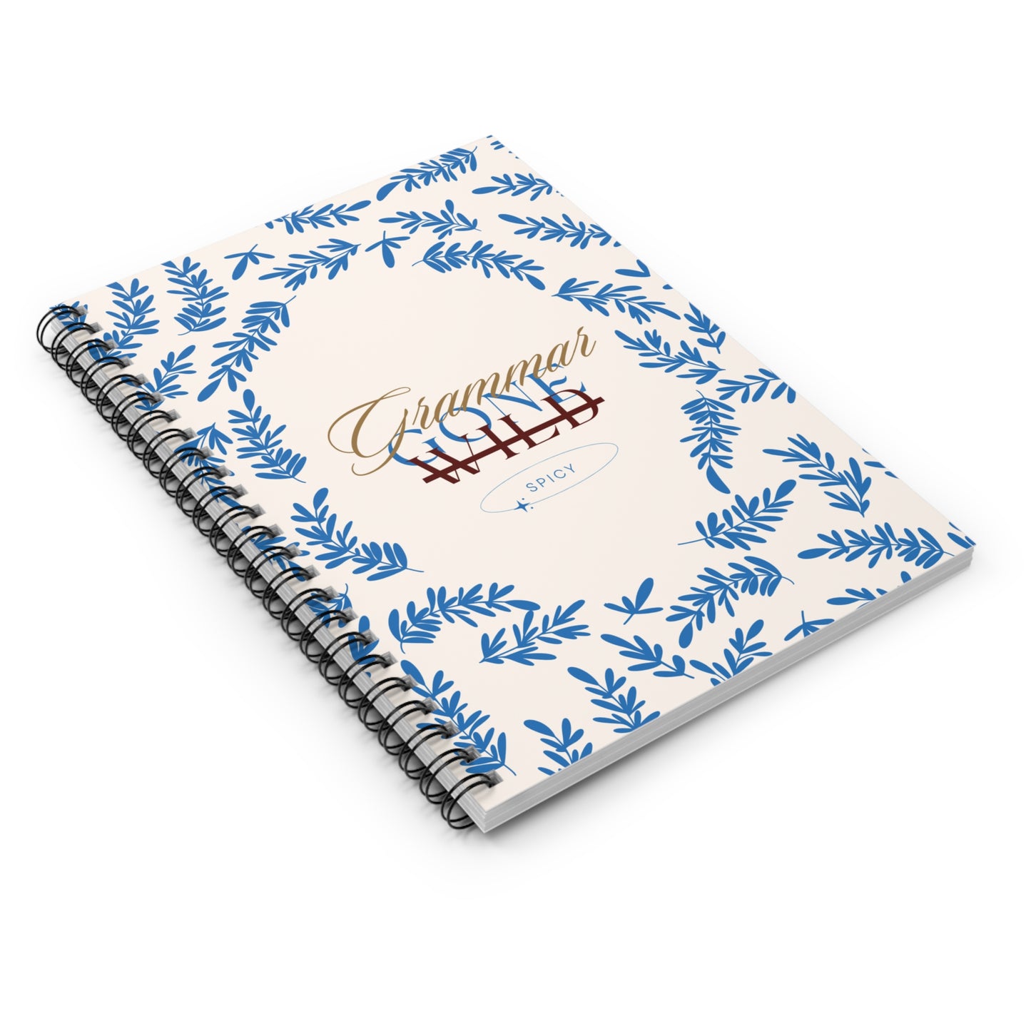 Spiral Notebook - 'Grammar Gone Wild' with Floral Design - Perfect for Students, Writers & Creatives