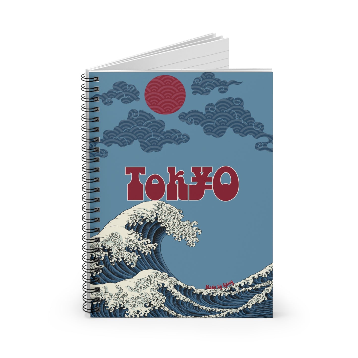 Tokyo Wave Spiral Notebook - Artistic Ruled Journal for Creativity