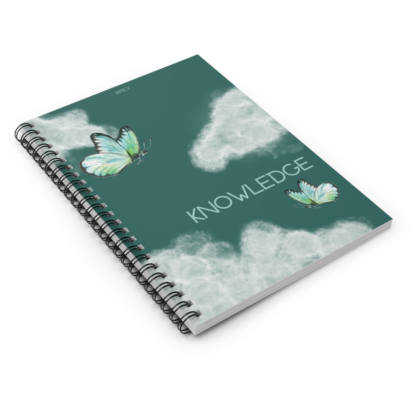 Butterfly Knowledge Spiral Notebook | Green Clouds | Perfect for Students and Creativity Lovers