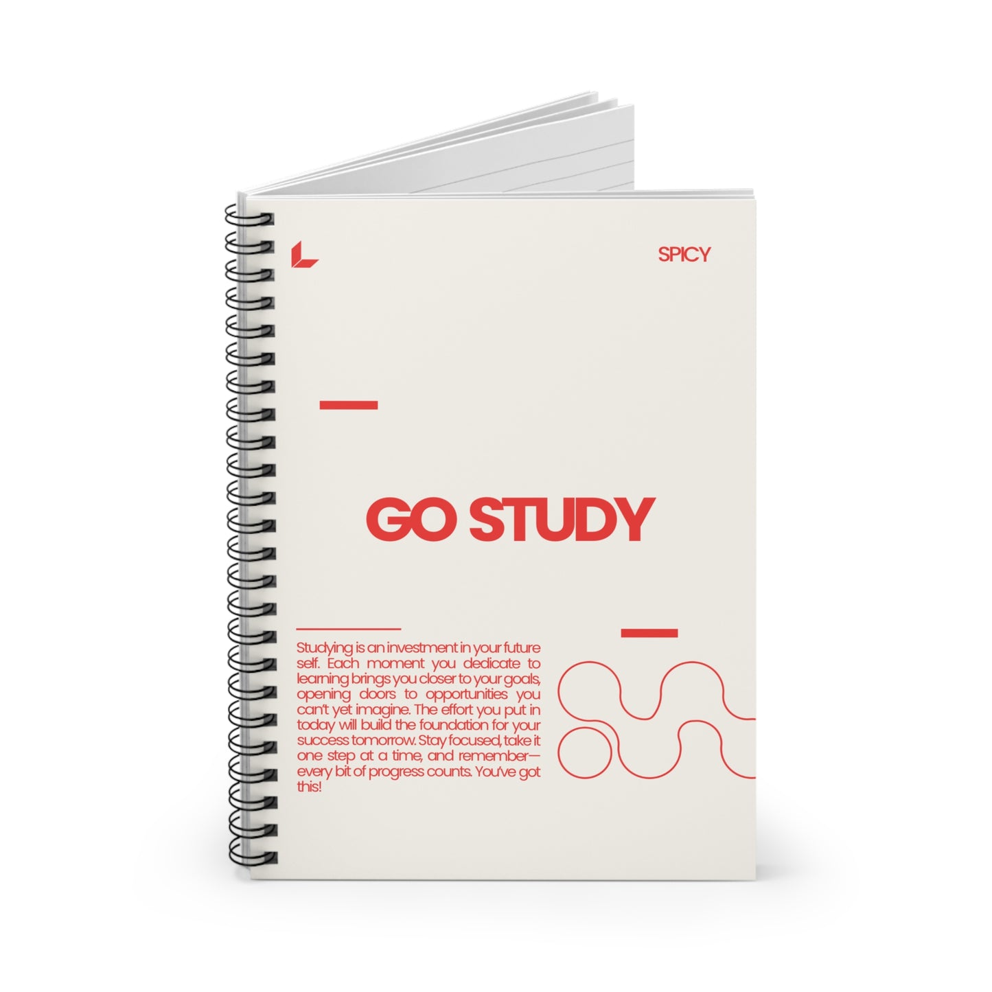 Motivational Spiral Notebook - 'Go Study' Daily Planner